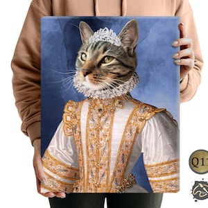 Pet Portrait. Pet portrait from photo. Custom Pet portrait. Dog Portrait. Q11 Female Costume. Renaissance Pet Portrait.