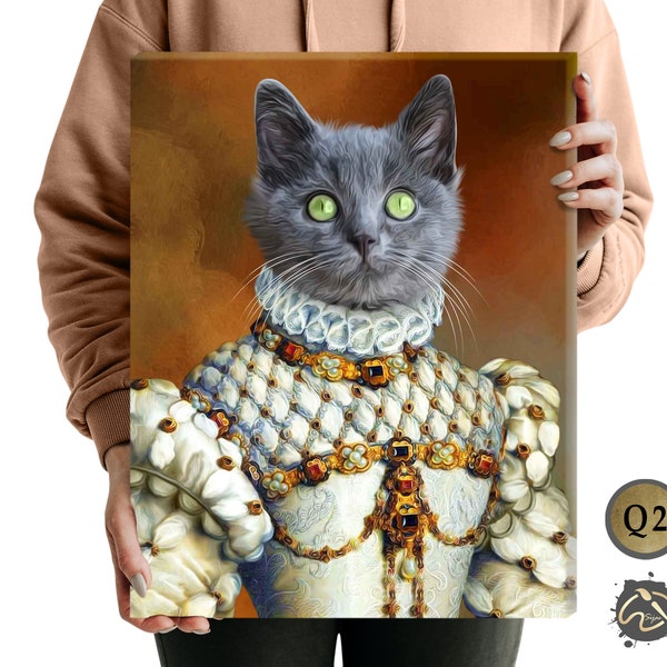 Custom Royal Pet Portrait Queen Costume. Q2 Regal Queen Dress . Renaissance Pet Portrait . Royal Pet Portrait . Classic Portrait