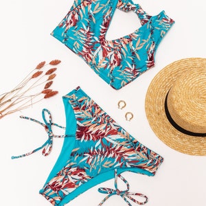 Carmen Style Bikini Set - High Waisted Bikini Bottom - Bikini Top - Bikini Bottom - Bikini Swimsuit