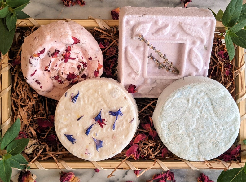 Botanical Bath Bomb Gift Basket. Four Assorted Allnatural Etsy