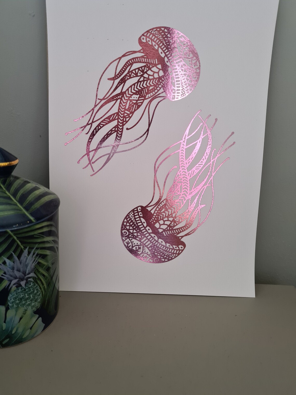 Mandala Jellyfish foil impression | Etsy