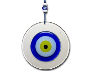 Nazar Evil Eye Protection Blue Wall Hanger, Handmade Decorative Gift Item, 15 cm diameter (5.9")