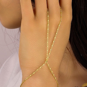 スターリングシルバーのハンドチェーンブレスレット、チェーンリングブレスレット、Braccialetto a catena a mano