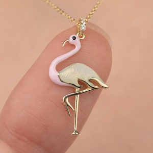 Flamingo necklace rose gold deals