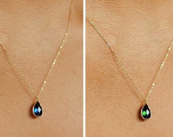 14k Solid Gold Sapphire, Emerald, Ruby Necklace