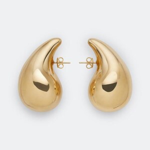 14k Real Gold Teardrop Earrings Drop Dupe Earrings Chunky Dome Hoop Earrings Hailey Bieber Earrings y2k Hoop GOLDx image 5