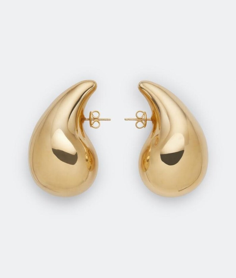 14k echte gouden Teardrop oorbellen Drop Dupe oorbellen Chunky Dome hoepel oorbellen Hailey Bieber oorbellen y2k hoepel GOUDx afbeelding 5