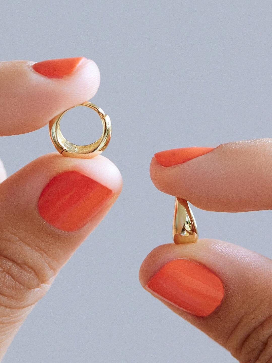 14k Solid Gold Teardrop Huggie Hoop Earrings