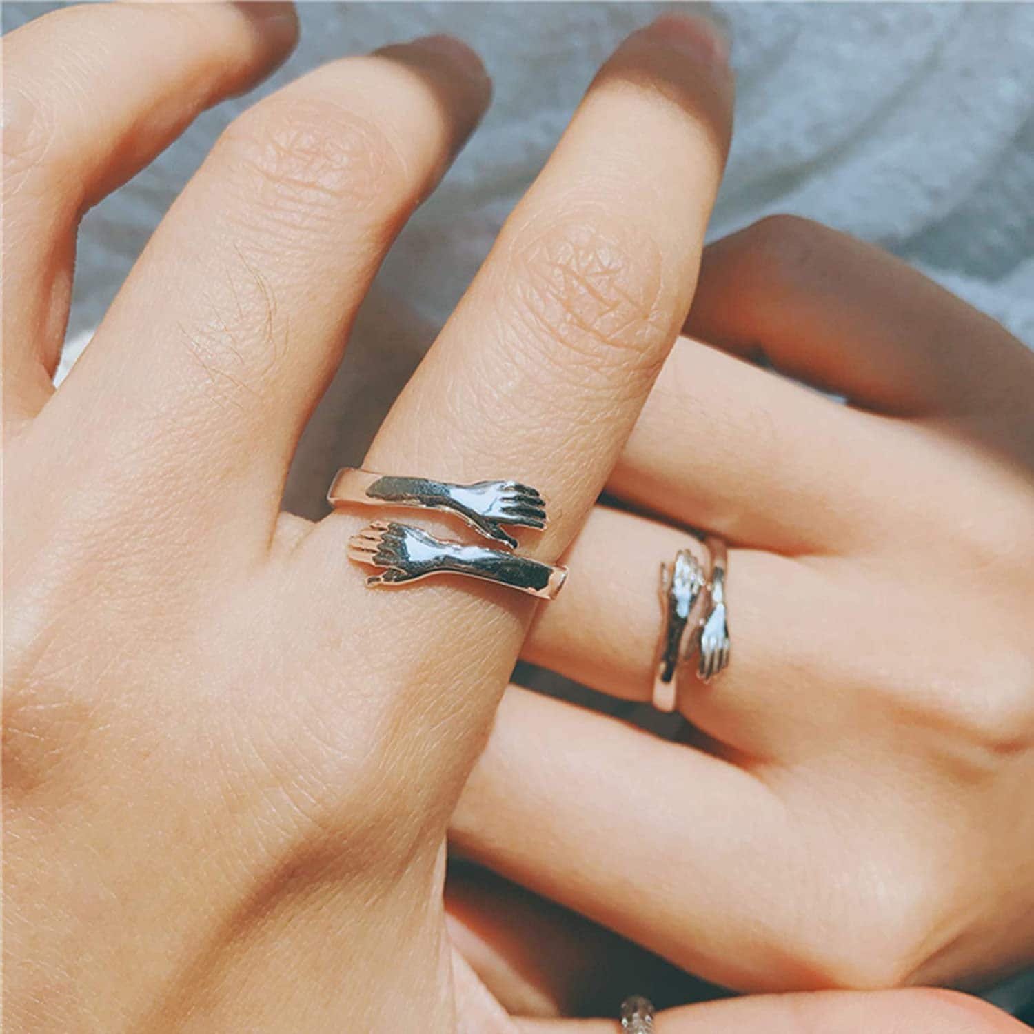 Couple Hug Ring: Adjustable Friendship Hand Ring - Etsy