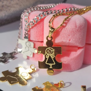 Couples Necklace Puzzle Piece Necklaces - Anniversary Gift for Him and Boyfriend, My Missing Piece Matching Jewelry