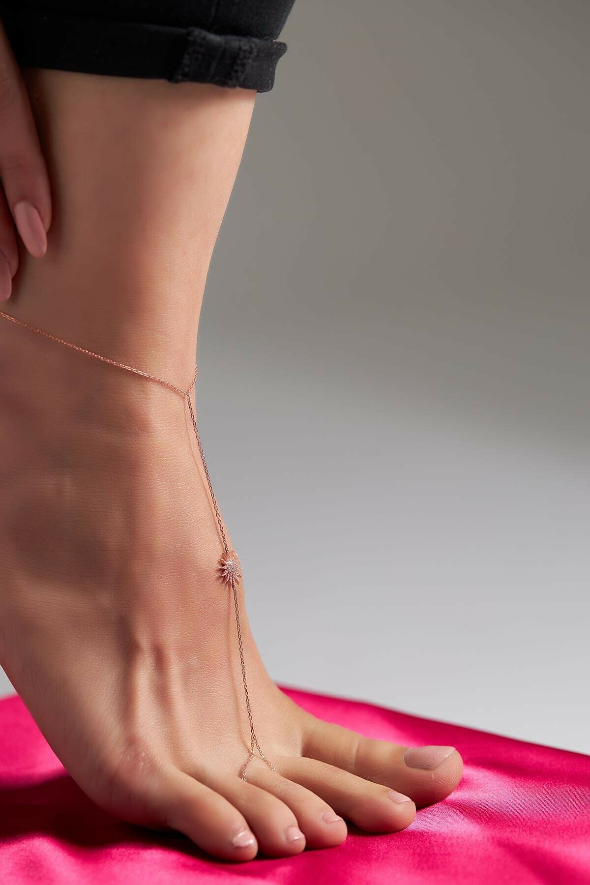 Gold Foot Chain Jewelry Slave Body Chain Sun Anklet 925 K Etsy