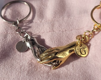 Set di portachiavi magnetici per coppie: portachiavi a mano in oro e argento
