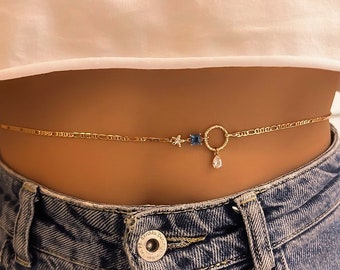 22K Gold Filled Body Chain: Dainty Belly Waist Jewelry