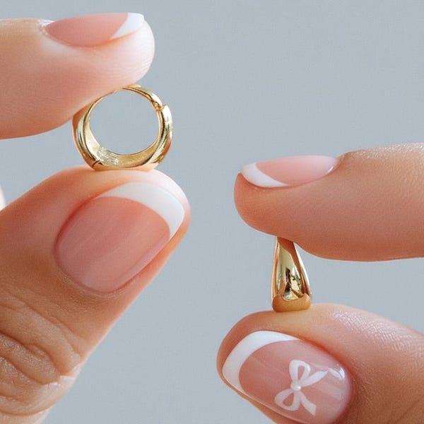 14k Solid Gold Teardrop Huggie Earrings: Y2K Dome Hoops