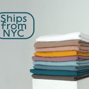 Linen fabric by the yard / meter, washed linen fabric for clothing and home: white, pink, grey and many other colors fabric SHIPS FROM U.S.