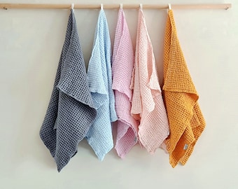 Linen waffle towel, waffle bath towel set: face, hand, body towels READY TO SHIP