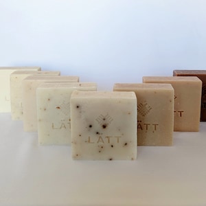 Savon artisanal au lait de chèvre fait main à froid - lavande, eucalyptus, aloe vera, bois de santal, patchouli, barre de savon naturel à la vanille