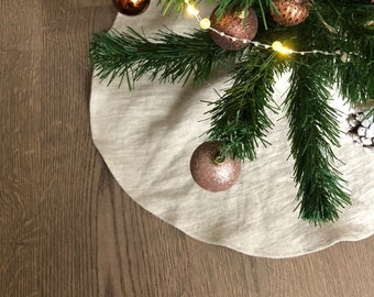 Fennco Styles Embroidered Swirl Design Decorative Linen Blend Christmas Tree Skirt Fennco Styles Embroidered Swirl Design Decorative Linen Blend Christmas Tree Skirt