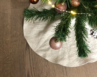 Christmas tree skirt from pure linen, Christmas decor, reusable tree skirt READY TO SHIP