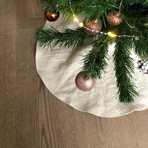 Christmas tree skirt from pure linen, Christmas decor, reusable tree skirt READY TO SHIP