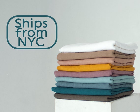 Linen fabric by the yard / meter, washed linen fabric for clothing and home: white, pink, grey and many other colors fabric SHIPS FROM U.S.