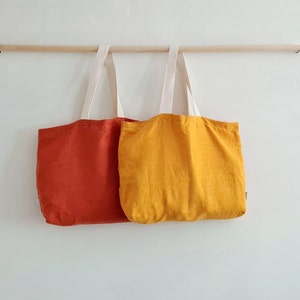 Natural Linen Tote Bag With Pocket Large Linen Beach Bag | Etsy