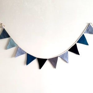 Linen bunting banner, fabric flag garland, nursery wall neutral decor, birthday and baby shower flag banner READY TO SHIP