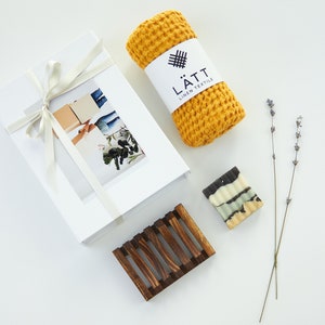 Spa Geschenkbox, Selbstpflege Geschenkbox, Urlaub benutzerdefinierte Geschenkbox, nachhaltiges Geschenk, Waffel Leinentuch Geschenkset BEREIT FÜR DEN VERSAND