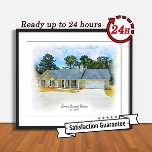House Portrait, Custom Pen & Watercolor House Portrait, Realtor Closing Gift, Printable Digital File Ready in 24 hours
