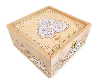 Handmade Wooden Game Box. Air Symbol wooden box. Can be a nice gift.