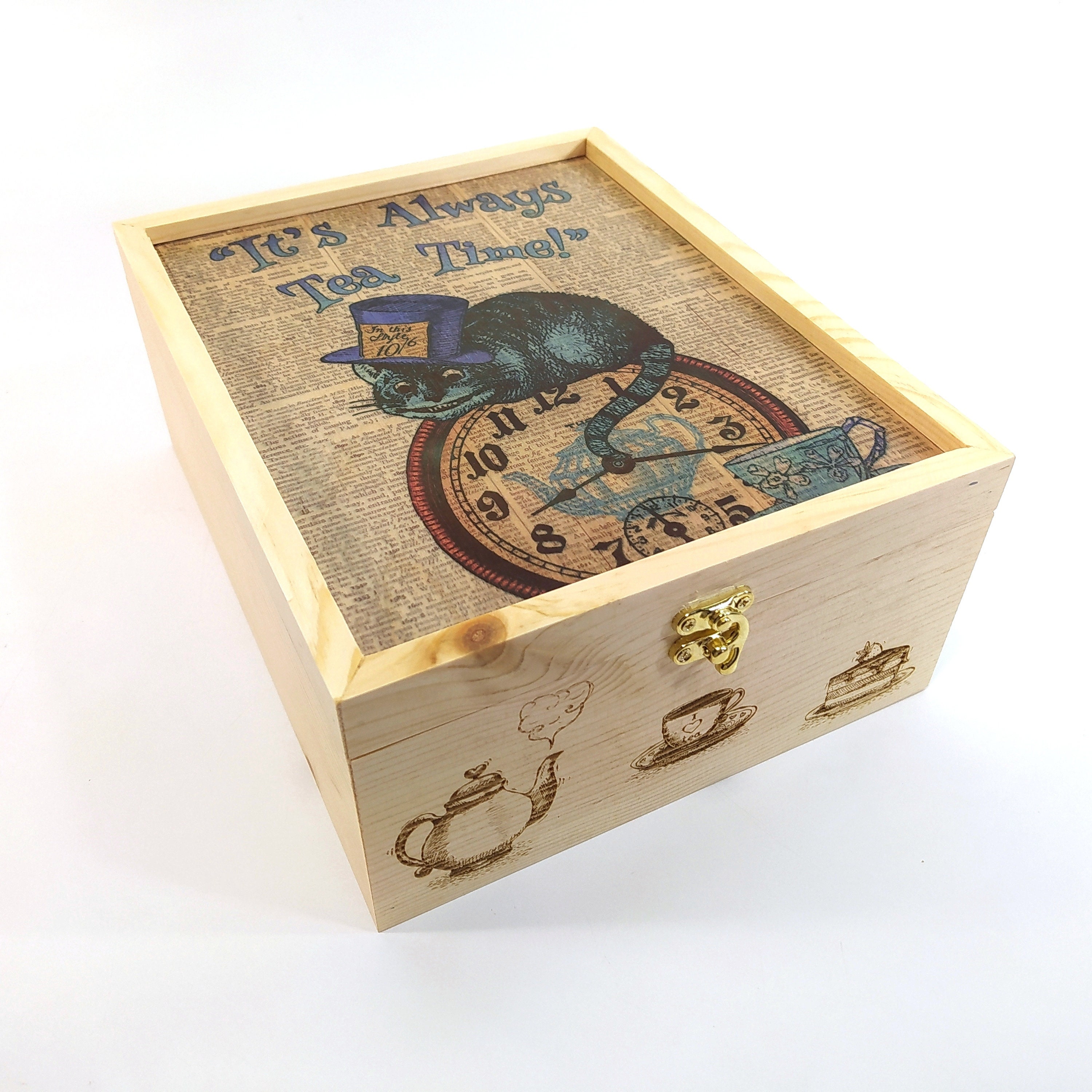 Alice handgemachte Teedose aus Holz. Gravierte Teetruhe kann | Etsy