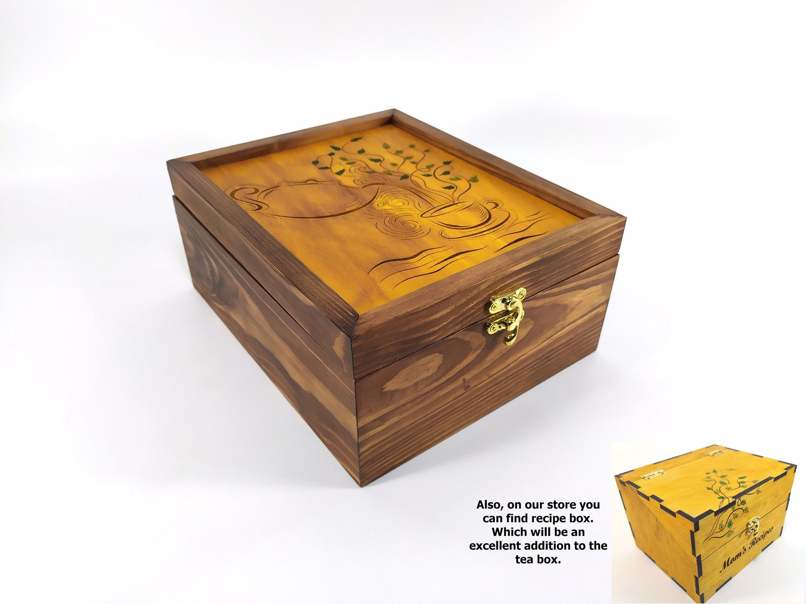 Personalized Wooden Tea Box. Engraved Tea Chest Can Be a Nice Etsy