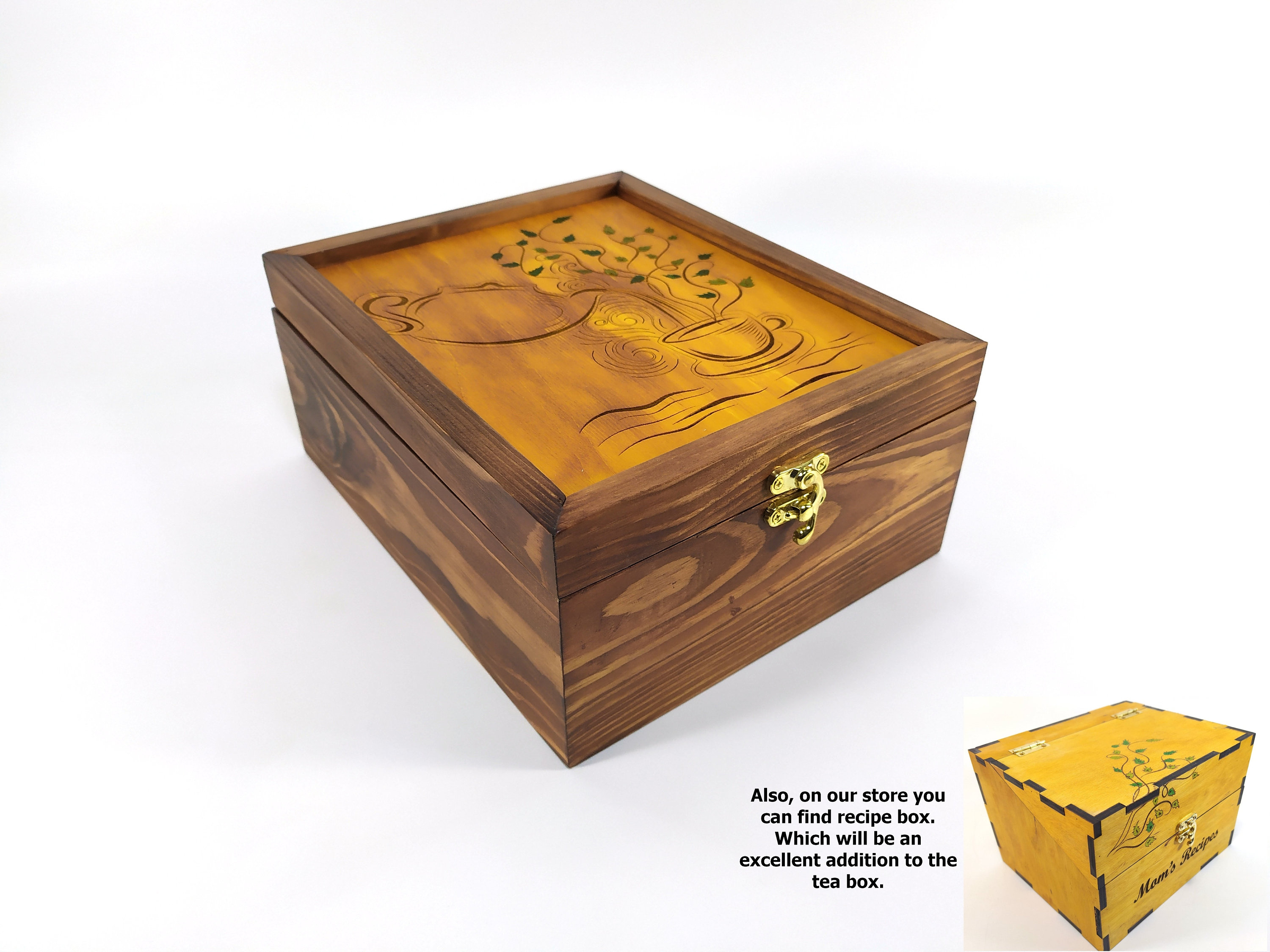 Personalized Wooden tea box. Engraved tea chest can be a nice Etsy