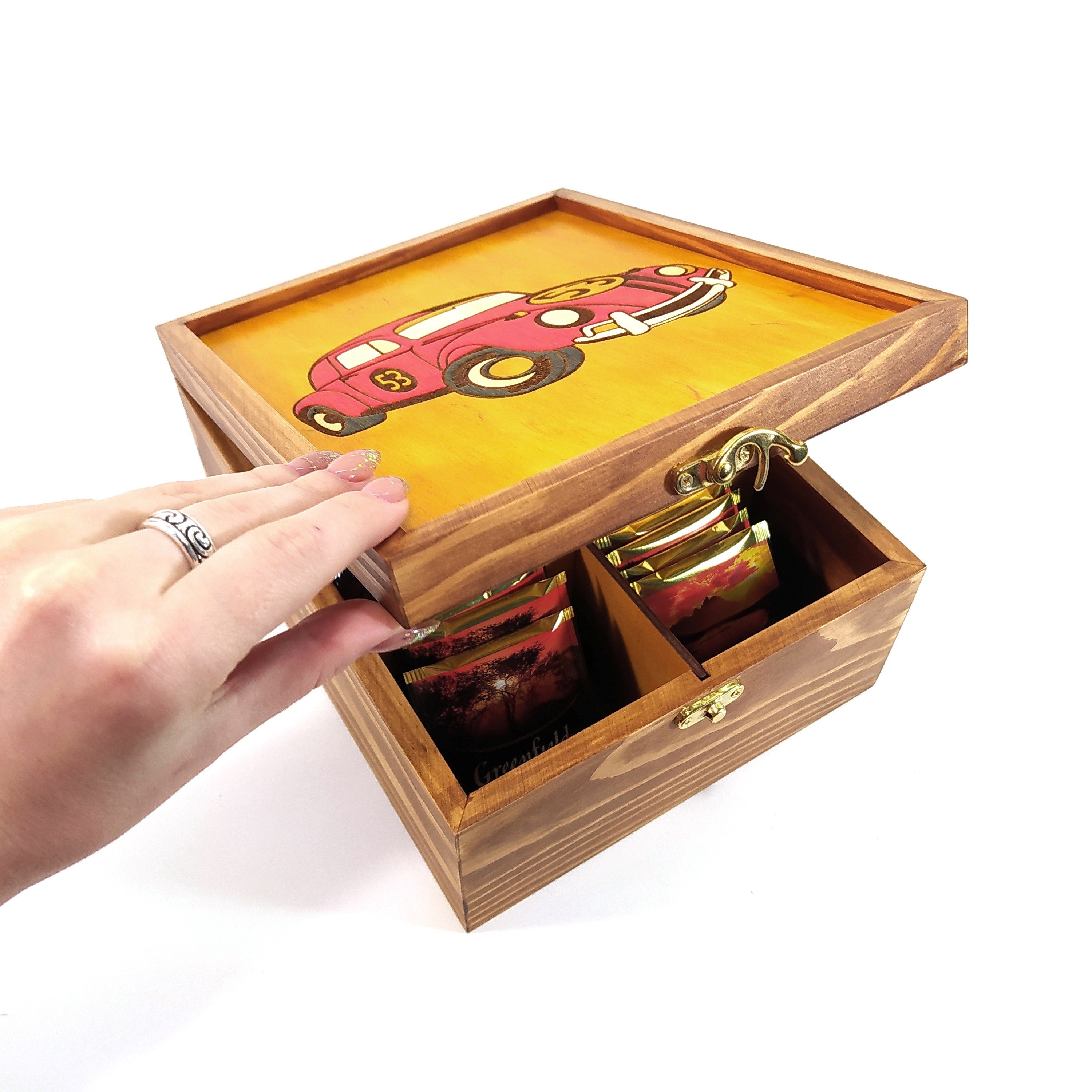 Personalized Wooden tea box. Engraved tea chest can be a nice Etsy