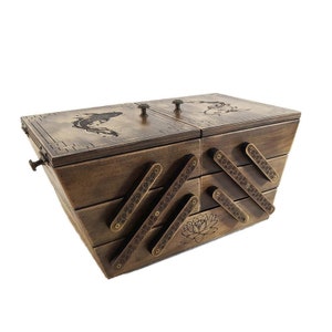 Antique Box in Asian Style. Yin Yang. Koi Fish. Japanese Box. Wood ...