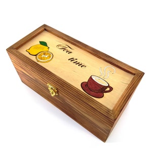 Wooden, engraved tea box can be a nice christmas gift. Tea Storage Box, Tea Bag Organizer, Wooden Tea Box, Gifts For Her, Gifts For Mom