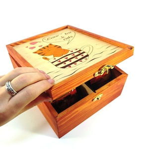 Personalized Wooden tea box. Engraved tea chest can be a nice Christams gift.Tea box,Tea Bag Organizer, Gift For Her, Gift For Mom