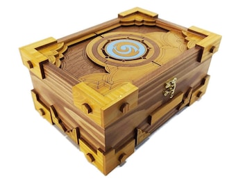 Handmade wooden gaming gift box. Made in a unique style. This wooden box can be a nice gift for fans of this game. natural wood. handmade
