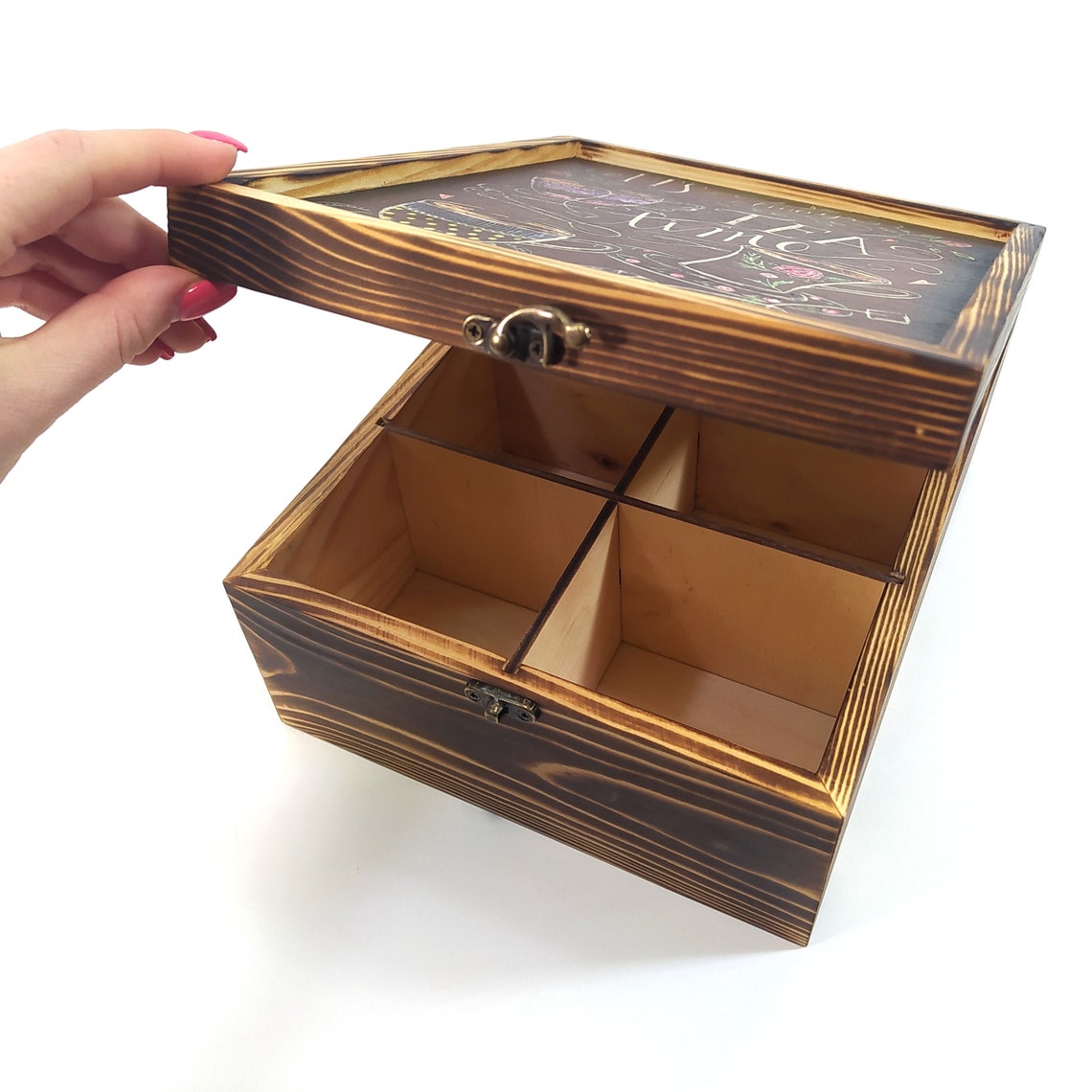 Wooden tea box. Engraved tea chest can be a nice gift. Tea Etsy