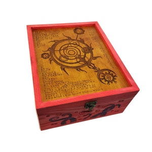 Daedra Related Page box. TES wooden tea box. Tea Storage Box,Tea Bag Organizer, Gifts For Her, gift for game player