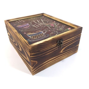 Wooden tea box. Engraved tea chest can be a nice gift. Tea Storage Box, Tea Bag Organizer, Gifts For Her, Gifts For Mom,Tea Box