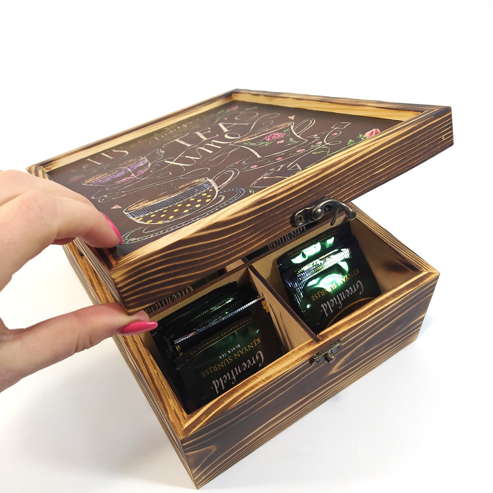 Wooden tea box. Engraved tea chest can be a nice gift. Tea Etsy