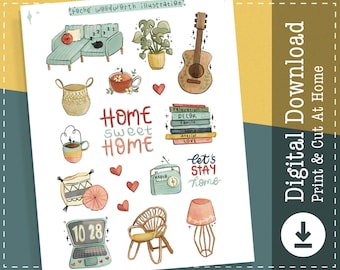Home Sweet Home Aufkleber | Haus Aufkleber | Digitale Aufkleber | Clipart | Goodnotes Notability Aufkleber | Cricut Designs |