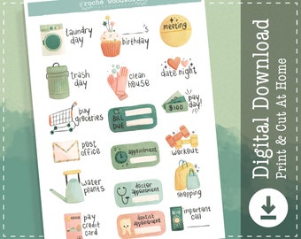 Daily Goodnotes Stickers | Everyday Icons | Chores Digital Stickers | Reminders Printable Stickers