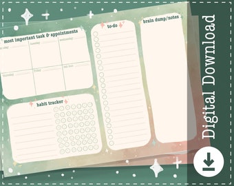 Planificateur hebdomadaire imprimable | Liste de tâches hebdomadaire | Ordre du jour hebdomadaire | semaine en un coup d'œil | Aperçu hebdomadaire A4 minimaliste