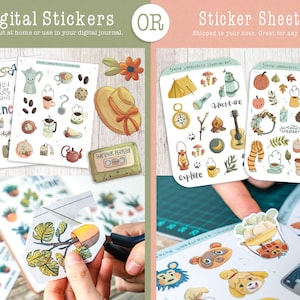 Coffee Printable Stickers Cafe Digital Stickers Goodnotes Bakery Cricut Design Stickers PNG Clipart Planner Stickers image 3