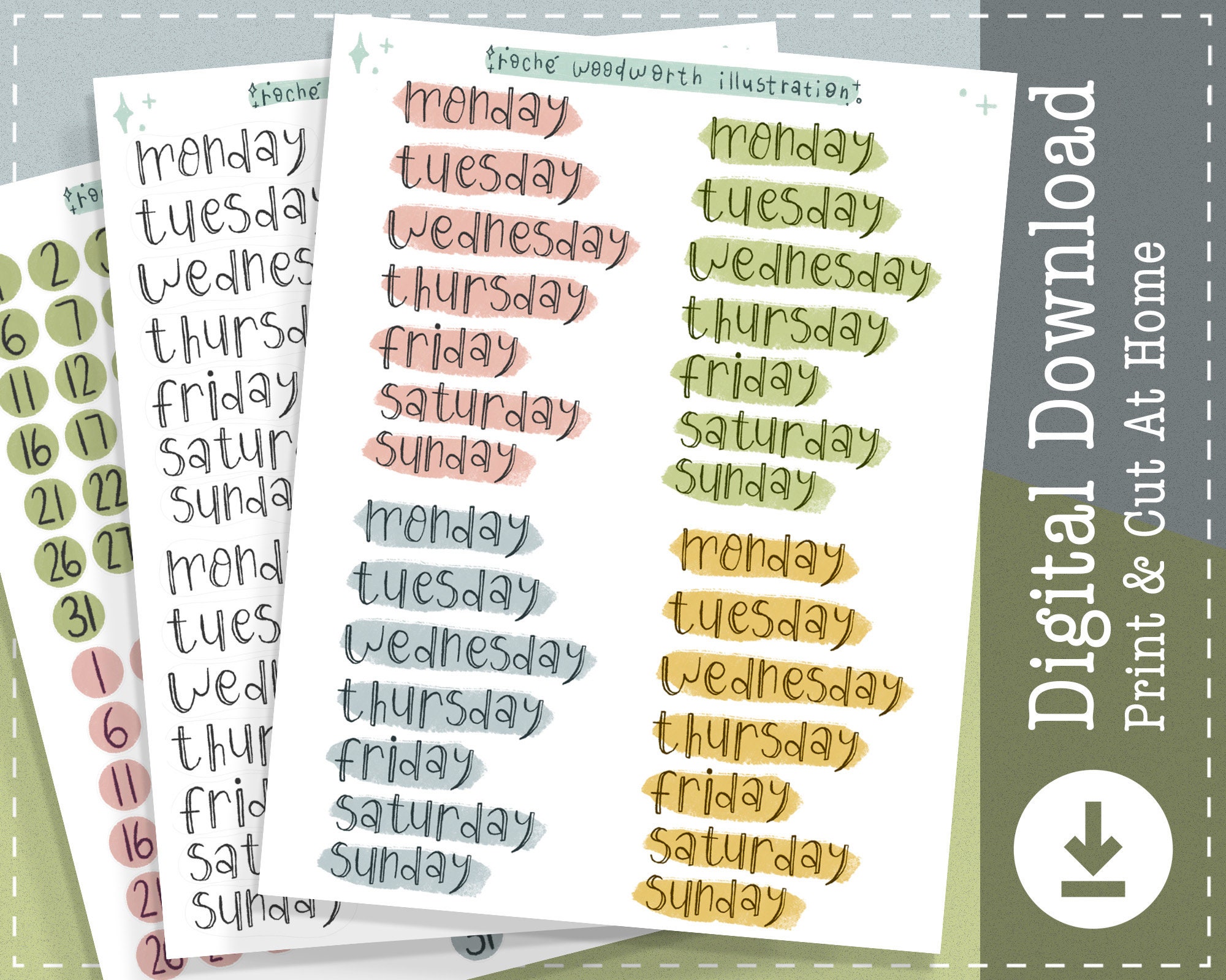Days of the Week Stickers, Weekday Stickers, Planner Stickers, Happy  Planner Stickers, Erin Condren Stickers, Hand Lettering Stickers, 183 