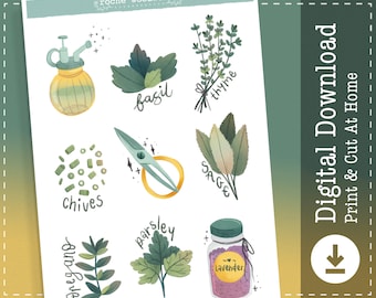Herbs Sticker Sheet | Herb Stickers | Goodnotes Stickers | Printable Stickers | Digital Stickers