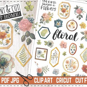 floral printable stickers flower digital stickers etsy