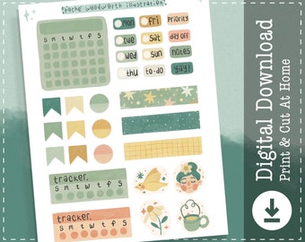 Kit semanal Goodnotes Pegatinas / Iconos cotidianos / Pegatinas digitales planificadoras / Recordatorios Pegatinas imprimibles